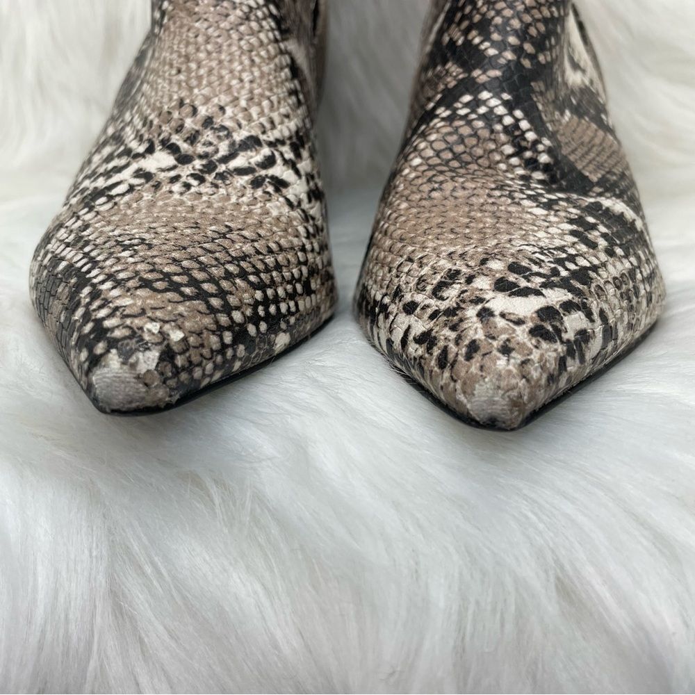 Qupid Snake Print Pointed Toe Ankle Boots - image 4